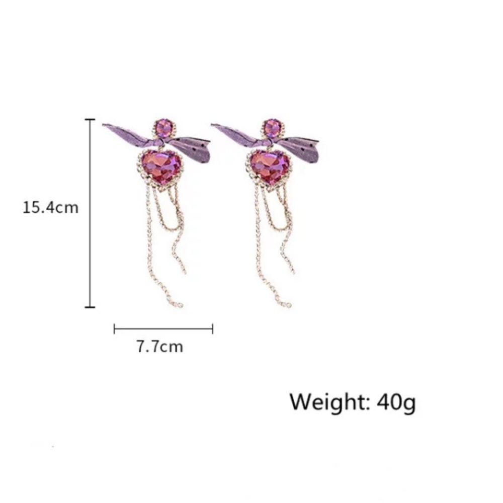 ⭐️ Big Purple Heart Crystals Earrings - Picture 5 of 5